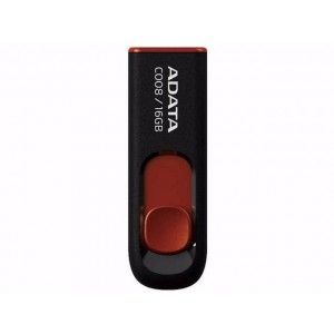 Adata C008 16GB Capless Sliding Black and Red USB 2.0 Flash Drive