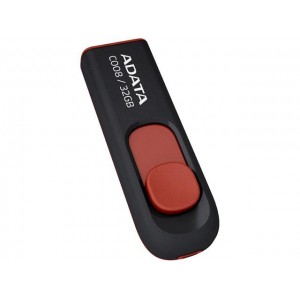 Adata C008 32GB USB 2.0 Retractable Capless Flash Drive Black / Red