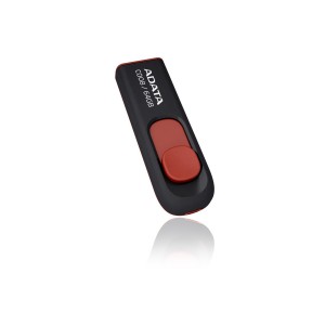 Adata C008 64GB USB 2.0 Retractable Capless Flash Drive  Black/ RED (AC008-64G-RKD)