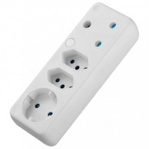 Ellies 4 Way Schuko Adaptor - White