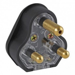 Ellies 16A Heavy Duty Rubber Screw on Plug Top - Black