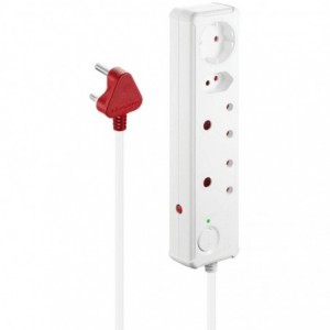 SWITCHED 4 Way Medium Surge Protected Multiplug 0.5M  Cord White