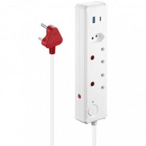 SWITCHED 3 Way Medium Surge Protected Multiplug with 1x Type C + 3.4A USB Ports -0.5M  White