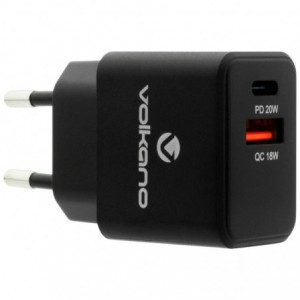 Volkano On-The-Go USB + Type-C 20W PD wall charger - OK