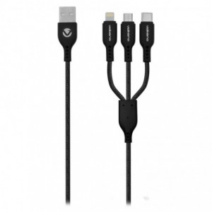 Volkano On-The-Go 3 in 1 1m Braided cable black OK