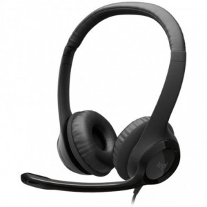 Logitech - H390 USB-A Dual Headset with Noise-Cancelling Microphone with in-line controls - (1.8 Meter Cable) - Black (Compatible with TEAMS -SKYPE and other major conferencing software)