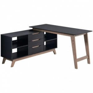 Everfurn Premium Lunar Office Desk - Black- L-Shaped Desk- With Storage - Box 2 of 2