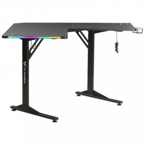 Rampage Gaming Desk- RGB Lights-USB 2.0 Charging Port- Cup Holder- x2 Headphone Hooks- Cable Manager