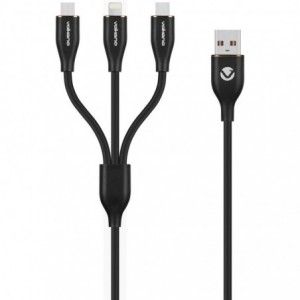 Volkano Flexi Series 3-in-1 Charging Cable - Black