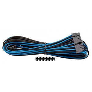 Corsair CP-8920164  Premium Individually Sleeved ATX 24-pin (Blue&amp;Black) Cable, 