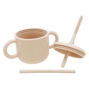 Silicone Training Cup with Straw - Ivory