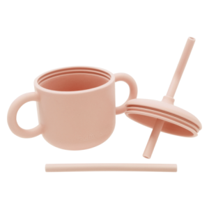 Silicone Training Cup with Straw - Rose