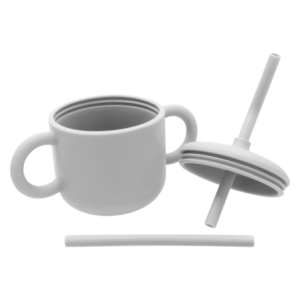 Silicone Training Cup with Straw - Stone