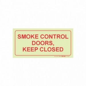 Photoluminescent 190mmSafety Sign F42 Smoke Control Doors Keep Closed