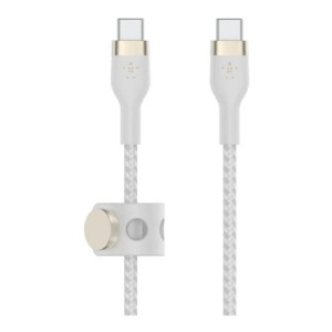 Belkin - BoostCharge Pro Flex USB-C to USB-C Cable 60 Watt 3 Meters - White (BoostCharge Pro Flex silicone cables are up to 30x more durable. Includes a magnetic cable management system) (745883832828