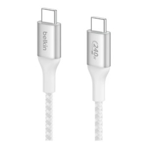 Belkin - BoostCharge USB-C to USB-C Braided Cable 240Watt  Power Delivery 48V/5A 2 Meters - White (745883859078)