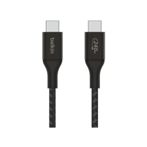 Belkin - BoostCharge USB-C to USB-C Braided Cable 240Watt Power Delivery 48V/5A- 1 Meter - Black (745883859047)