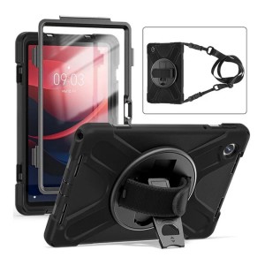 Tuff-Luv - Armour Jack Extreme Rugged Case with Armstrap and Handstrap Compatible with Lenovo Tab M10 3rd Generation - (TB-311XU) - Black (5056560421262)