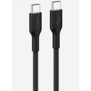 Belkin - Eco Braided USB-C to USB-C Cable (2M- 240W) - Soft- Flexible Fast-Charging Cable- Type C Charger Cord for iPhone 16- Galaxy S25- Pixel 9- MacBook- iPad Pro- &amp; More - Black (USB 2.0)