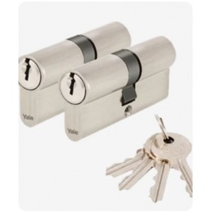 Yale 60MM Double Euro Profile Cylinder Satin Nickel - Keyed Alike