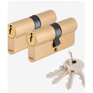 Yale 60MM Double Euro Profile Cylinder Satin Brass - Keyed Alike