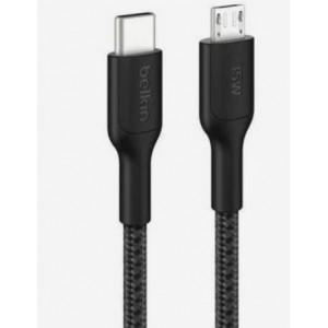 Belkin - BoostCharge - USB-C to Micro-USB Braided Cable 15 Watt - 1 Meter - Black