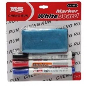Brainware 3 x Whiteboard Markers and Cleaner Pack