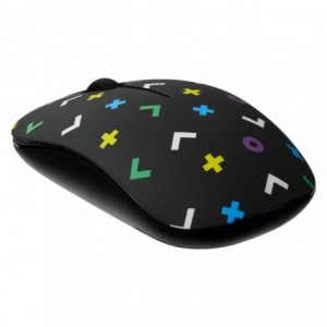 Tag Series 2.4G Wireless Optical Mouse with Nano USB and Type-C Receiver - Black Geo