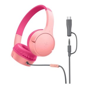 Belkin - SoundForm Mini Wired On-Ear Headphones - USB-C &amp; 3.5mm - Pink