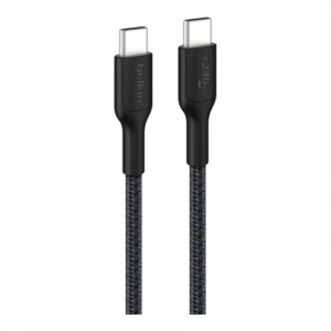 Belkin - Eco Braided USB-C to USB-C Cable (1Meter 240W) - Soft- Flexible Fast-Charging Cable- Type C Charger Cord for iPhone 16- Galaxy S25- Pixel 9- MacBook- iPad Pro- &amp; More - Black