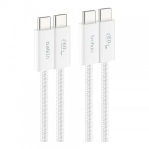 Belkin - USB-C to USB-C 60 Watt Braided Cable 1.5 Meter - White -  2 Pack