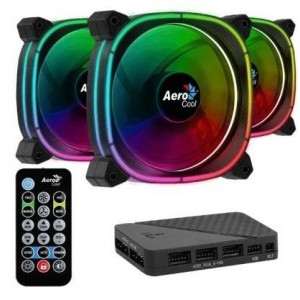 Aerocool Astro 12 Pro - Black - 12CM ARGB FANS x 3 | H66F HUB x 1 | REMOTE CONTROL x 1