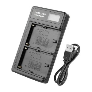 USB Dual Charger LCD for Sony NP-FM50