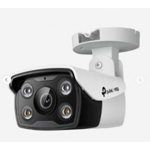 TP-Link VIGI 4MP Outdoor Full-Color Bullet Network Camera- IR/White Light- PoE/12V DC- 2.8 mm Fixed Lens- Built-In Microphone- Speaker- micro-SD Slot- IP66