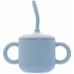 Silicone Training Cup with Straw - Powder Blue