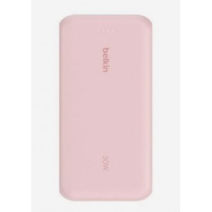 Belkin - BoostCharge Power Bank 20K- PD 30W with USB-C Integrated Cable and USB-C &amp; USB-A ports - Pink (745883898954)