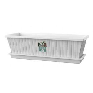 SEBOR SILL PLANTER &amp; SAUCER SET 50CM WHITE WATER