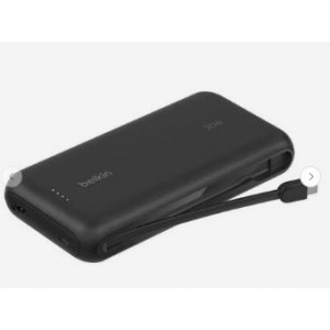 Belkin - BoostCharge Power Bank 20 000 Mah-  Power Delivery  30 Watt with USB-C Integrated Cable and USB-C &amp; USB-A Ports -  Black (745883898930)