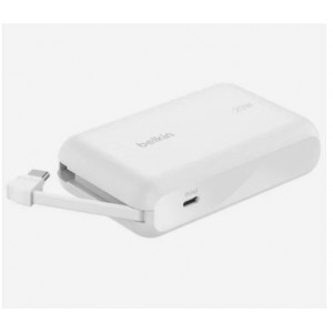 Belkin - BoostCharge 10 000 Mah - Power Bank with Integrated USB-C Cable - Also Includes: USB-C Port allows charging of a second device at the same time - 20 Watt - White (745883893409)