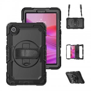 Tuff-Luv - Armour Jack Extreme Rugged Case with Armstrap and Handstrap Compatible with Lenovo Tab One / Tab K9 - 8.7" - (TB-305XU) - Black(5056560422665)