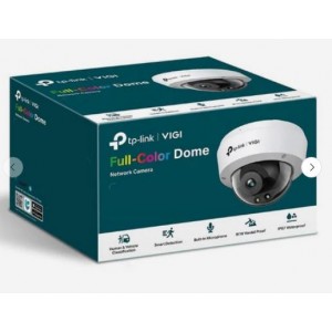 TP-Link VIGI 4MP Full-Color Dome Network Camera- IR/White Light- PoE/12V DC- 2.8 mm Fixed Lens- Built-In Microphone- micro-SD Slot- IK10- IP67