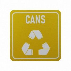 SIGN SYMBOLIC YELLOW PRINTED CANS ONLY RECYCLE SIGN ON WHITE ACP 150*150mm
