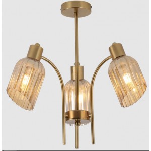 Gold Chandelier With Glass 3X40W Es