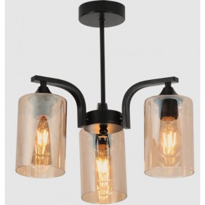 IRON &amp; GLASS CHANDELIER 3X40W ES