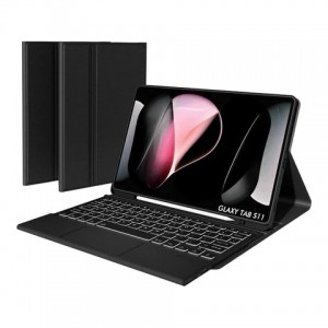 Tuff-Luv - Backlit TouchPad Wireless Keyboard with Slim Stand Cover Case - Compatible with Samsung Galaxy Tab S11 (SM-X730/ X736/ X736B) 11" - Black