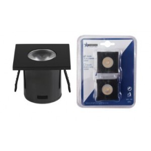 2 PACK 1W LED 3000K Bk Sq Star Light
