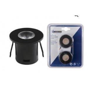 2 PACK 1W LED 3000K Bk Rd Star Light