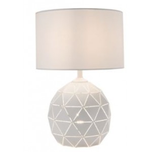Wh Metal Table Lamp With Shade 2X60W Es