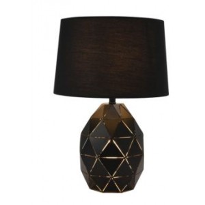 Bk Metal Table Lamp With Shade 2X60W Es