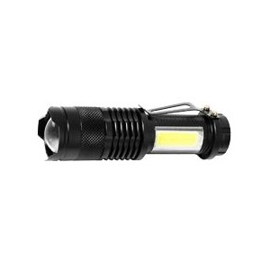 Zartek Mini Flashlight- LED- 160 Lm- Side COB Light- Aluminium-Zoom- USB Type-C Rechargeable- Li-ion battery 500mAH-